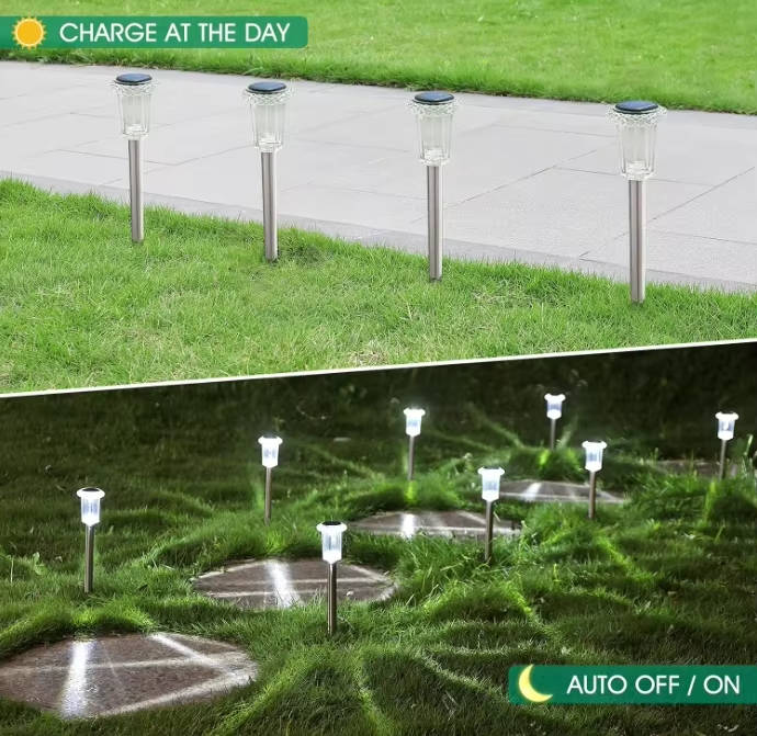 Solar Pathway Lights with Cool White LED and Snowflake Pattern