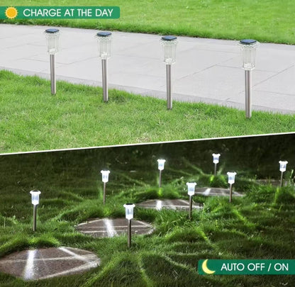 Solar Pathway Lights with Cool White LED and Snowflake Pattern