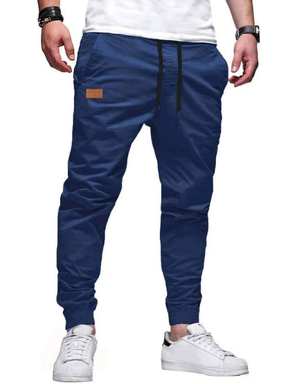 Men's Cotton Jogger Pants with Drawstring Waist and Tapered Ankle Cuffs