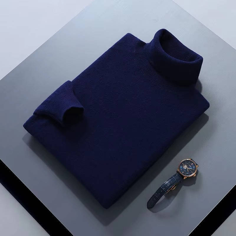 Cashmere Turtleneck Sweater For Men, Classic Long-Sleeve Winter Knit