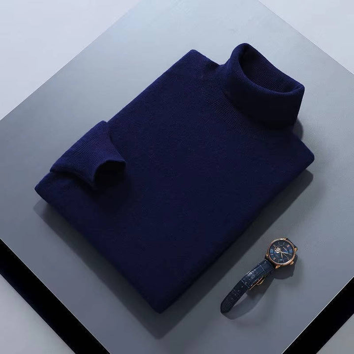 Cashmere Turtleneck Sweater For Men, Classic Long-Sleeve Winter Knit