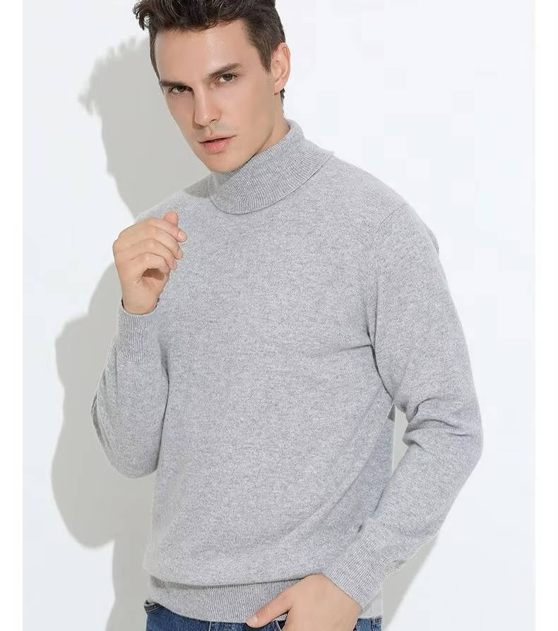 Cashmere Turtleneck Sweater For Men, Classic Long-Sleeve Winter Knit