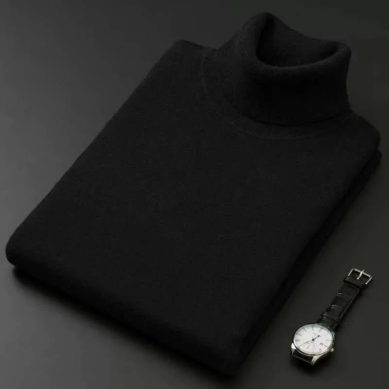 Cashmere Turtleneck Sweater For Men, Classic Long-Sleeve Winter Knit