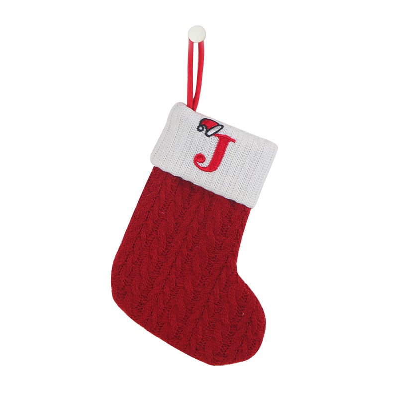 Cozy Knit Socks With Embroidered Candy Gift Bag And Letter Christmas Stocking