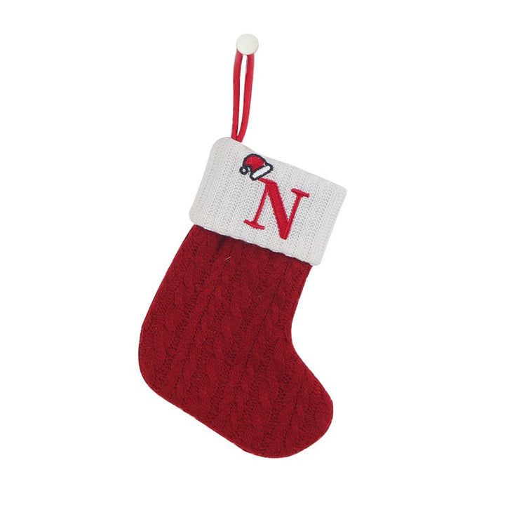 Cozy Knit Socks With Embroidered Candy Gift Bag And Letter Christmas Stocking