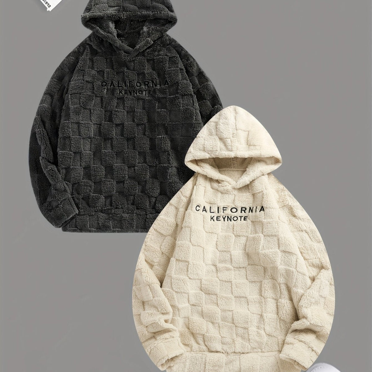 Embroidered Fleece Hoodie Unisex Loose-Fit Winter Plush Comfort Sweatshirt For Daily Wear