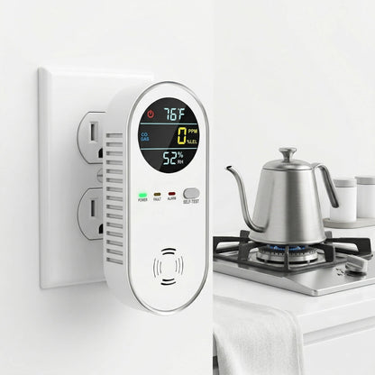 Carbon Monoxide and Gas Detector with Digital Display and Dual Sensors for Home Safety