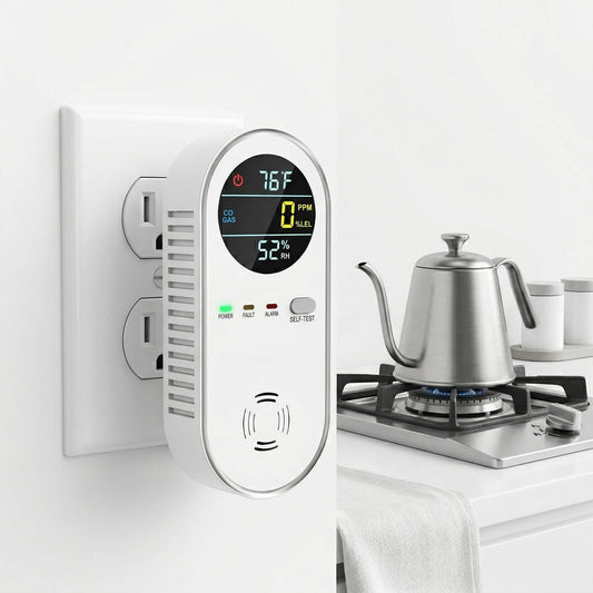 Carbon Monoxide and Gas Detector with Digital Display and Dual Sensors for Home Safety