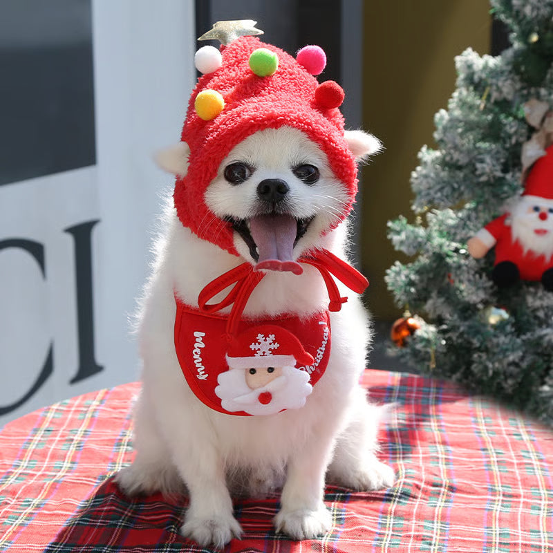 Christmas Tree Pom-Pom Hat Cute Knit Winter Beanie For Pets