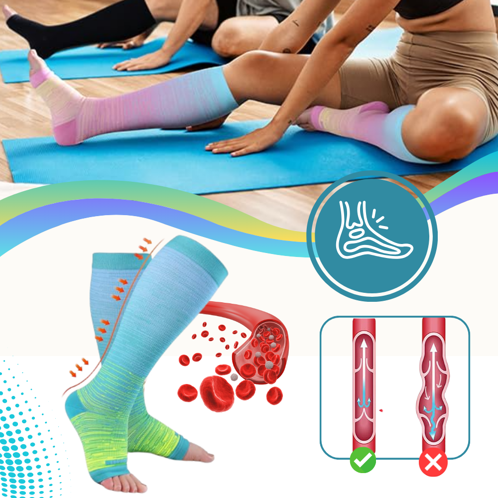Compression Socks Open Toe Elastic Support For Leg Swelling And Circulation