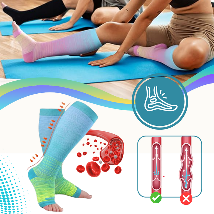 Compression Socks Open Toe Elastic Support For Leg Swelling And Circulation