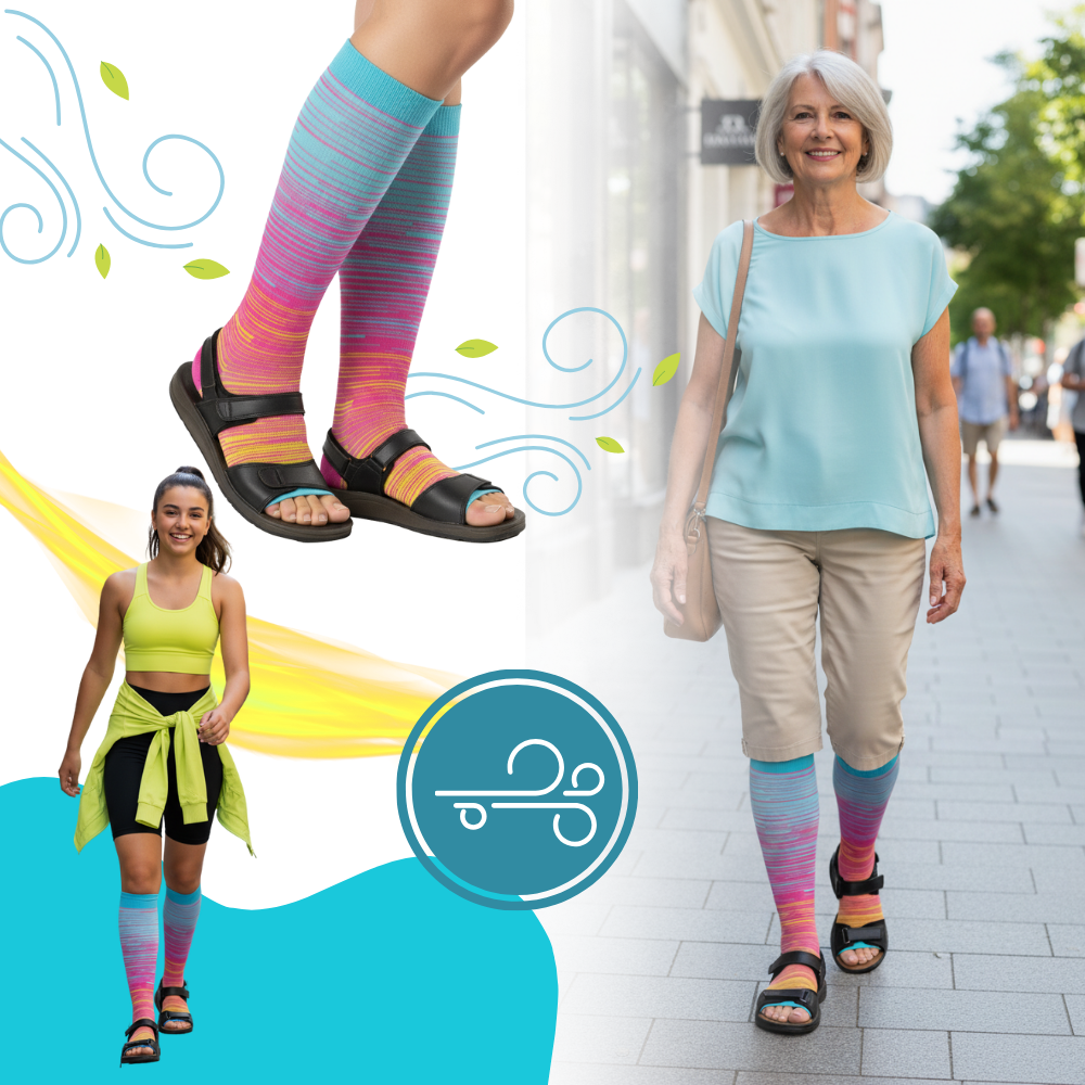 Compression Socks Open Toe Elastic Support For Leg Swelling And Circulation
