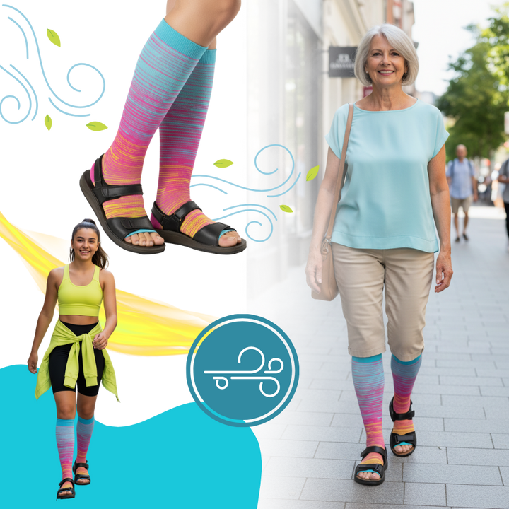 Compression Socks Open Toe Elastic Support For Leg Swelling And Circulation