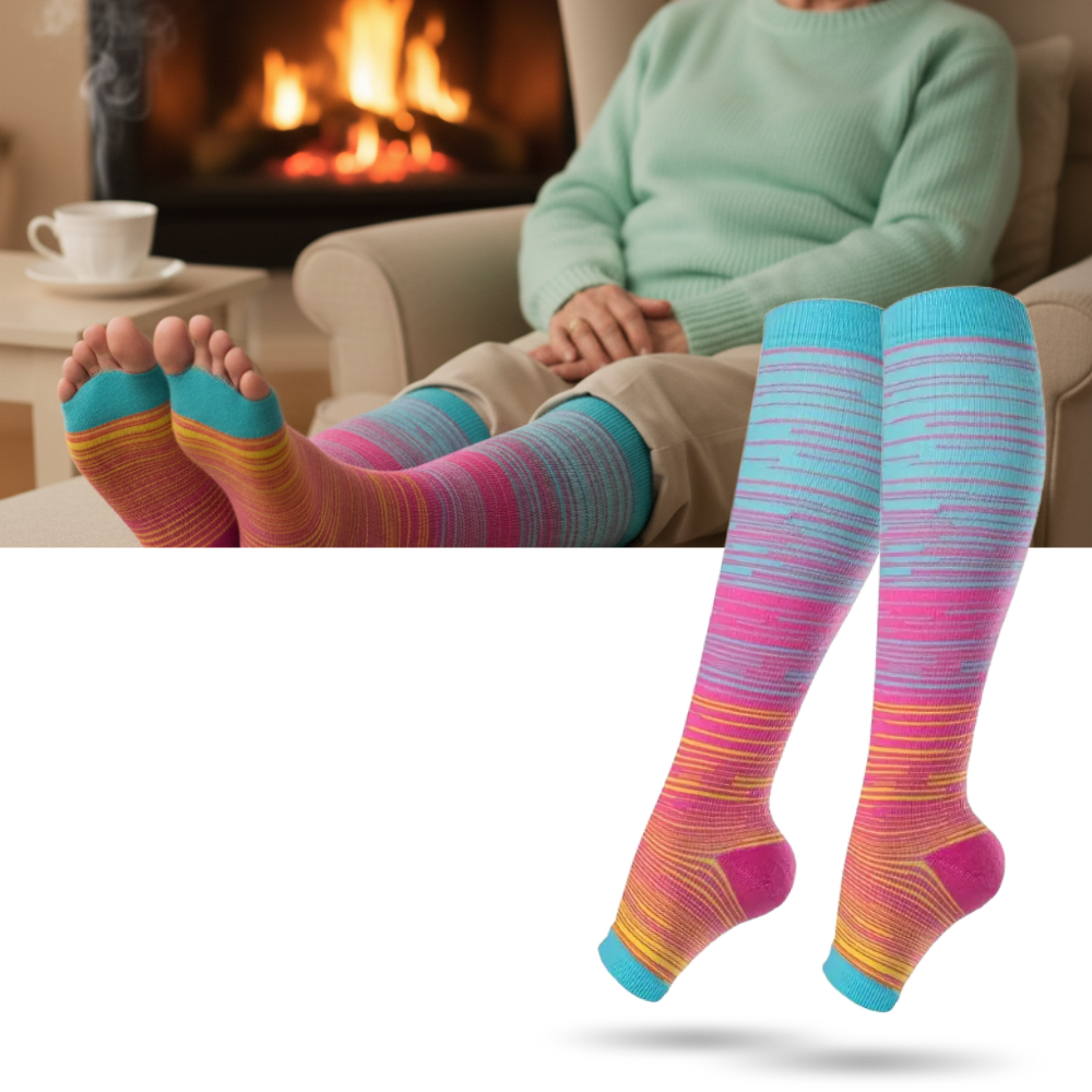Compression Socks Open Toe Elastic Support For Leg Swelling And Circulation