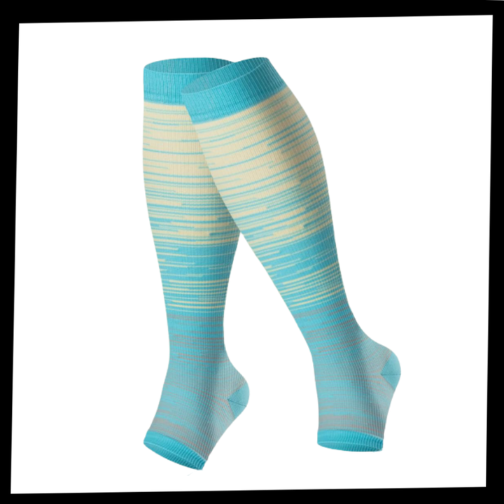 Compression Socks Open Toe Elastic Support For Leg Swelling And Circulation