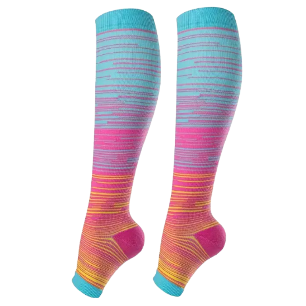 Compression Socks Open Toe Elastic Support For Leg Swelling And Circulation