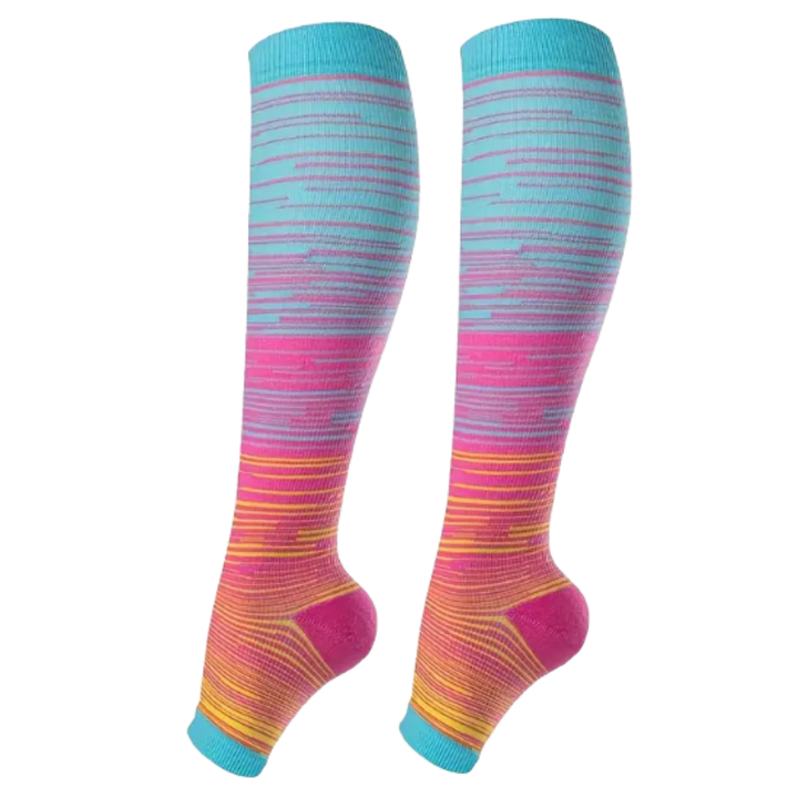 Compression Socks Open Toe Elastic Support For Leg Swelling And Circulation