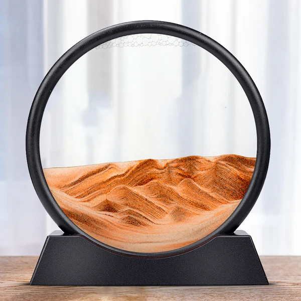 Rotating Sand Art Desktop Display with Wooden Stand and Colored Sand