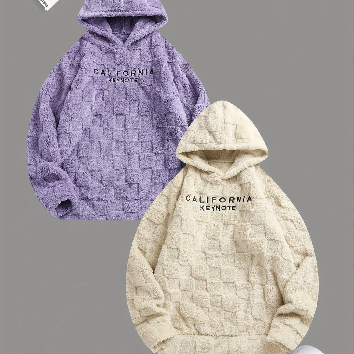 Embroidered Fleece Hoodie Unisex Loose-Fit Winter Plush Comfort Sweatshirt For Daily Wear