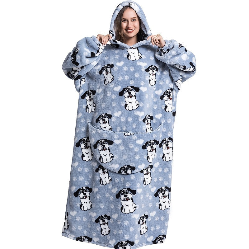 Wearable Blanket Hoodie Oversized Plush Fleece Panda Sweatshirt With Pocket