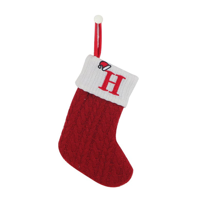 Cozy Knit Socks With Embroidered Candy Gift Bag And Letter Christmas Stocking