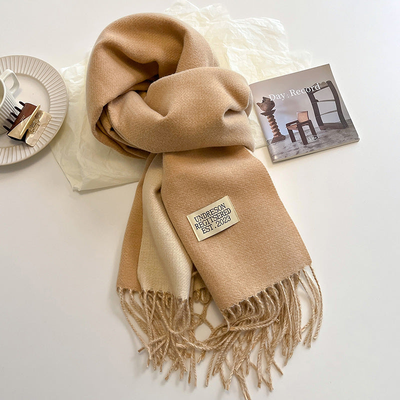 Cashmere Scarf For Women Reversible Fringed Warm Winter Wrap