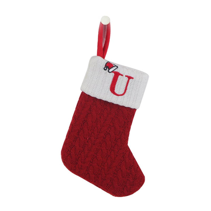 Cozy Knit Socks With Embroidered Candy Gift Bag And Letter Christmas Stocking