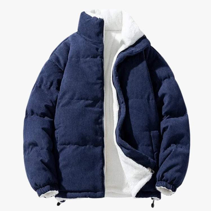 Corduroy Jacket With Fleece Lining, Warm Insulated Button Front Coat