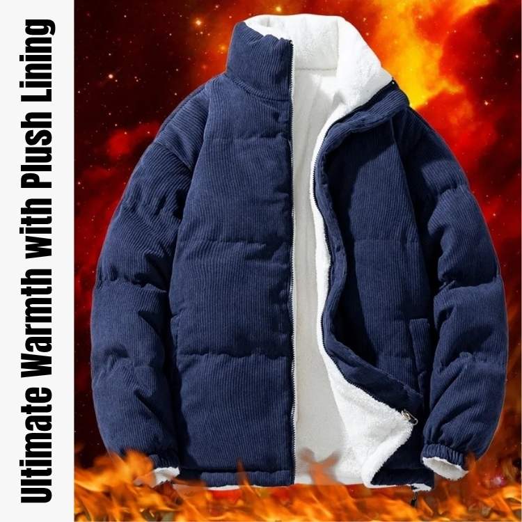 Corduroy Jacket With Fleece Lining, Warm Insulated Button Front Coat