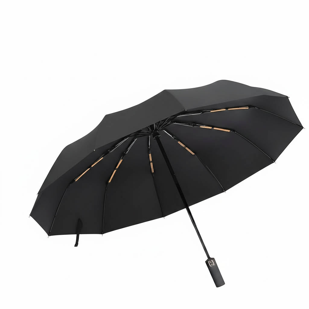 Automatic Folding Umbrella with Water Repellent Canopy and Reinforced Wind Ribs, 38in