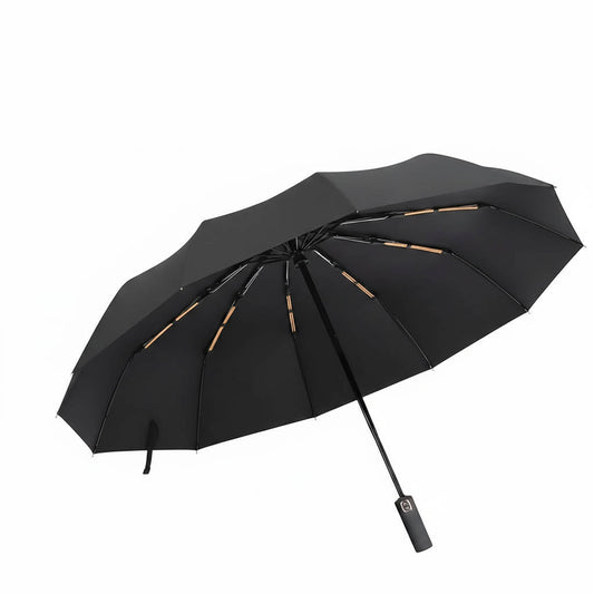 Automatic Folding Umbrella with Water Repellent Canopy and Reinforced Wind Ribs, 38in