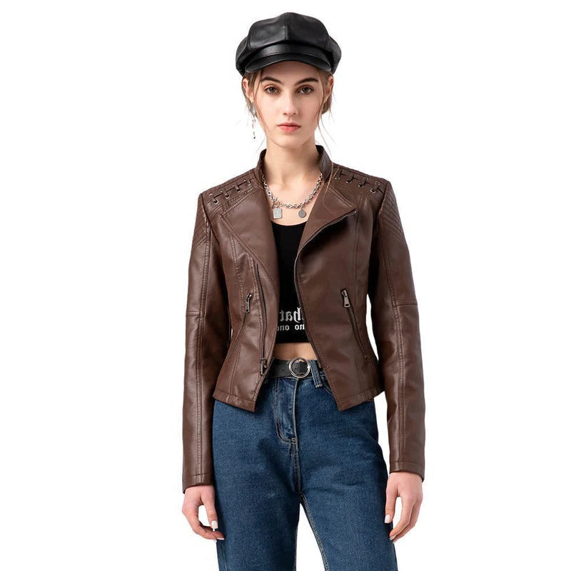 Leather Jacket For Women Genuine Lambskin Soft Fitted Biker Style