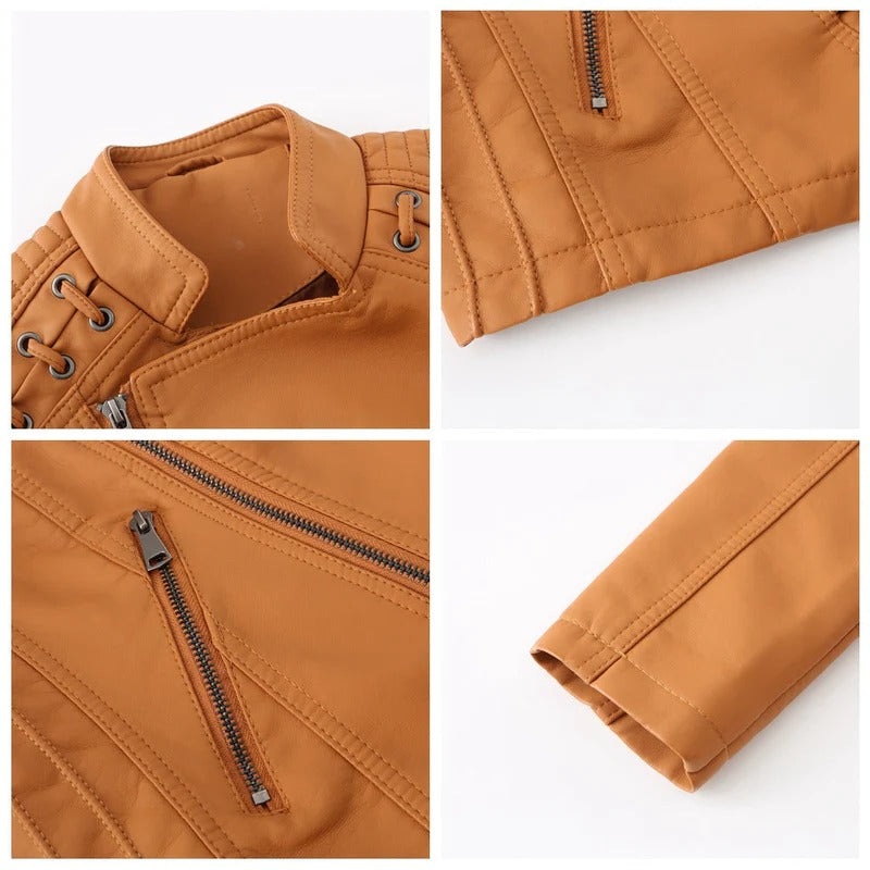 Leather Jacket For Women Genuine Lambskin Soft Fitted Biker Style