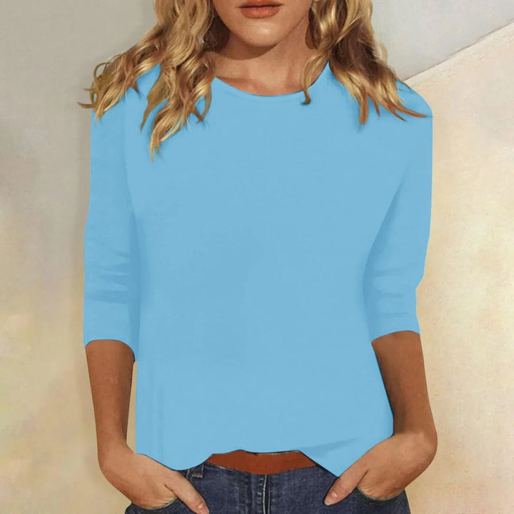 Long Sleeve Shirt with Round Neckline and Regular Fit in Nine Colors