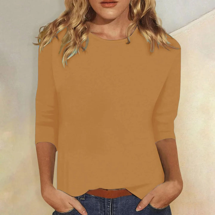 Long Sleeve Shirt with Round Neckline and Regular Fit in Nine Colors