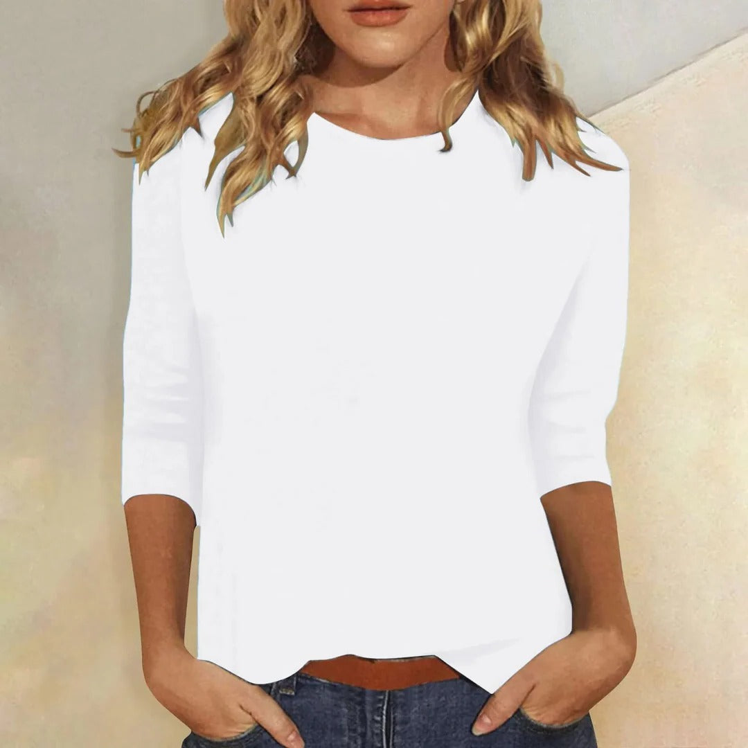 Long Sleeve Shirt with Round Neckline and Regular Fit in Nine Colors