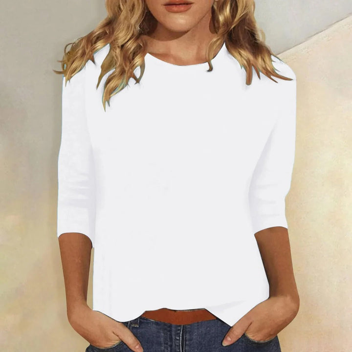 Long Sleeve Shirt with Round Neckline and Regular Fit in Nine Colors