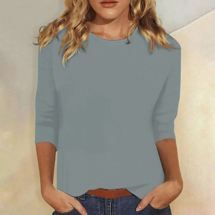 Long Sleeve Shirt with Round Neckline and Regular Fit in Nine Colors