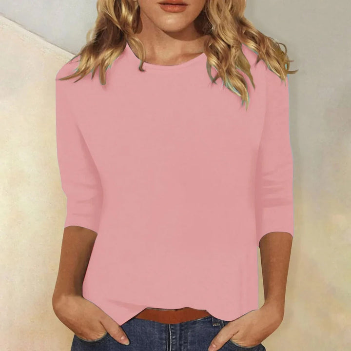Long Sleeve Shirt with Round Neckline and Regular Fit in Nine Colors