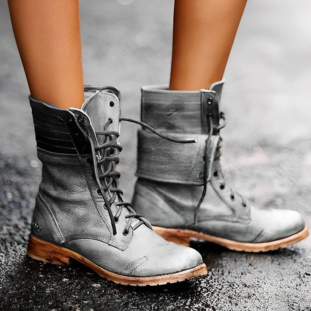 Ankle Boots with Grip Outsole and Adjustable Lace-Up Closure