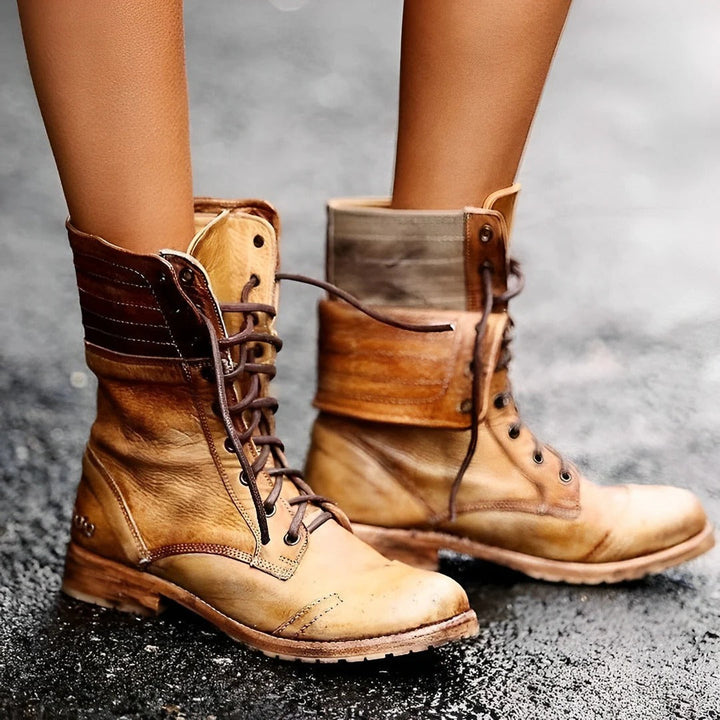 Ankle Boots with Grip Outsole and Adjustable Lace-Up Closure