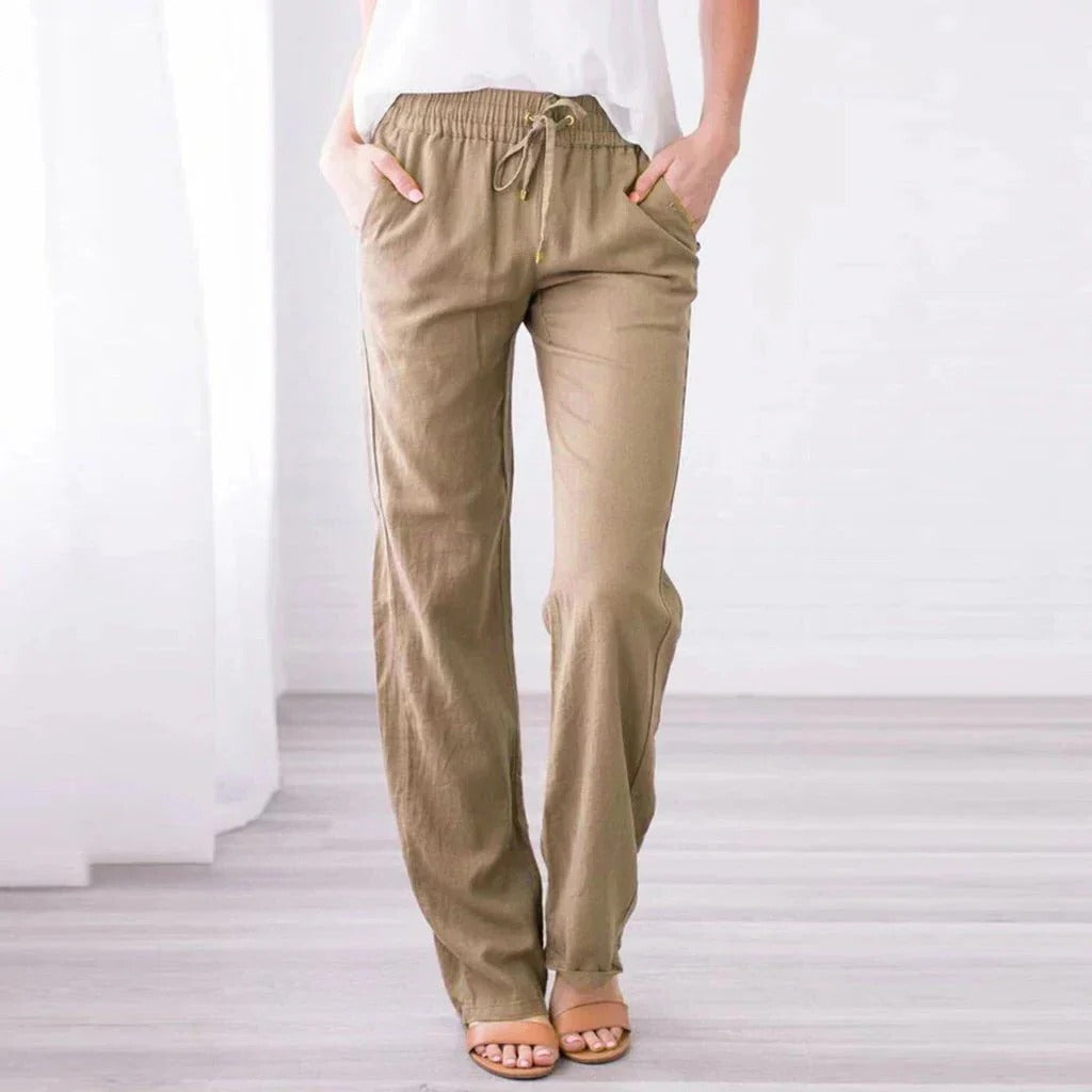 Relaxed Fit Trousers for Women with Straight Leg Design
