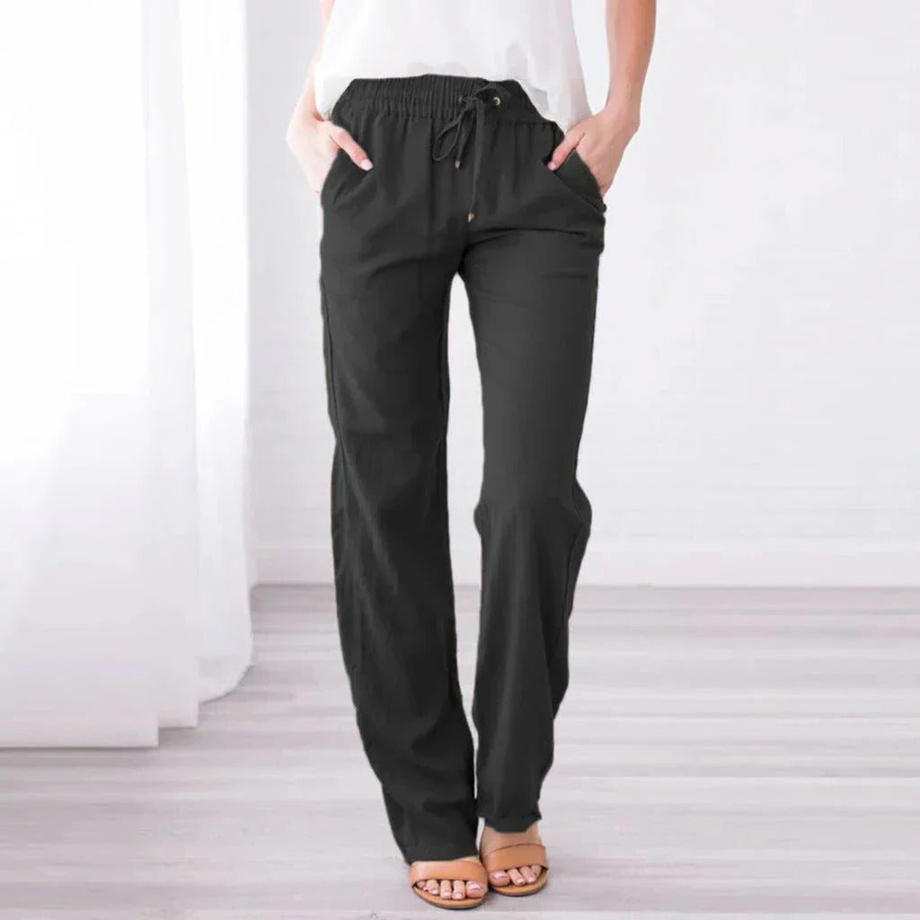 Relaxed Fit Trousers for Women with Straight Leg Design