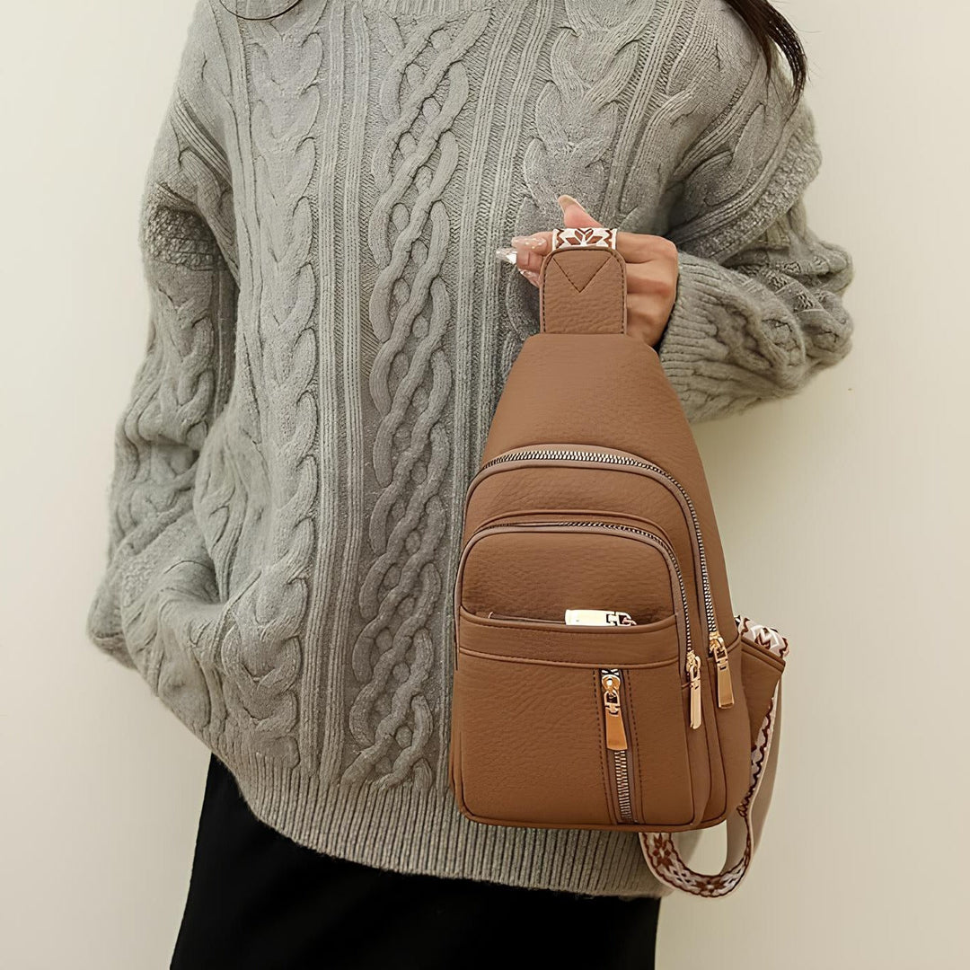 Crossbody Bag with Hidden Back Compartments, Adjustable Strap
