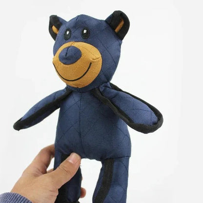 Bear Dog Toy with Squeaker and Reinforced Nylon Rubber, Machine Washable