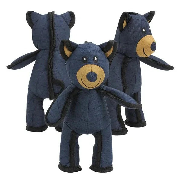Bear Dog Toy with Squeaker and Reinforced Nylon Rubber, Machine Washable