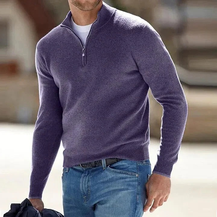 Cashmere Zip-Up Sweater For Men Everyday Casual Wear And Layering