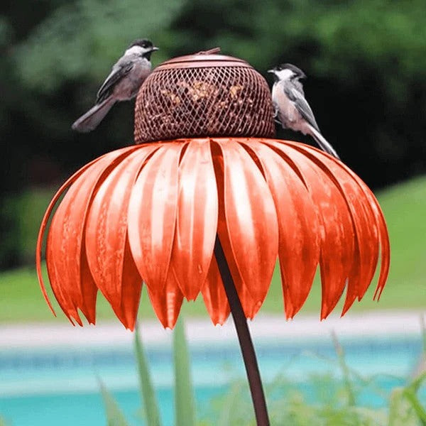 Outdoor Metal Coneflower Bird Feeder