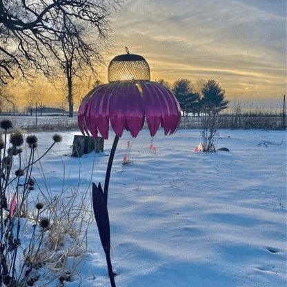 Outdoor Metal Coneflower Bird Feeder