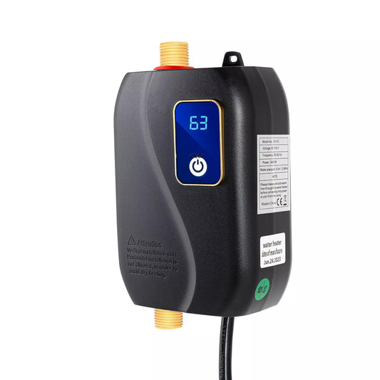 Electric Tankless Water Heater with LED Display and Safety Protection